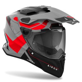Dual Road Helmet AIROH Commander 2 Reveal Grey Red Fluo Matt