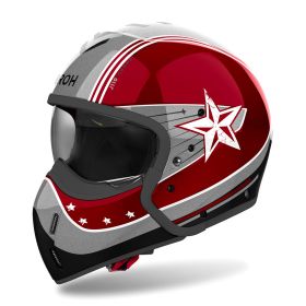 Casque Modulable AIROH J 110 Command Gris Rouge Brillant