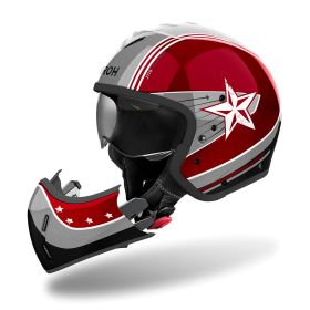 Casco Modulare AIROH J 110 Command Grigio Rosso Lucido
