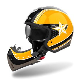 Casco Modulare AIROH J 110 Command Nero Giallo Lucido