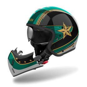 Casco Modulare AIROH J 110 Command Nero Verde Menta Lucido