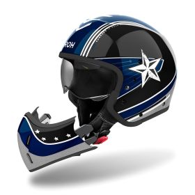 Casco Modulare AIROH J 110 Command Nero Blu Ottanio Lucido