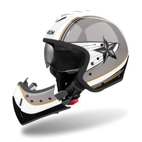 Casco Modulare AIROH J 110 Command Bianco Grigio Oro Glitter