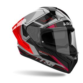 Full Face Helmet AIROH Matryx Rocket Fluorescent Red Black Grey Gloss