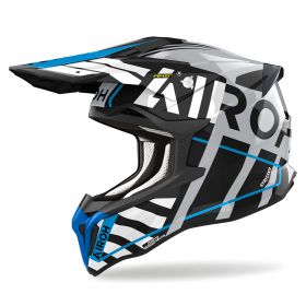 Motocross Helmet AIROH Strycker Brave Blue Grey Gloss