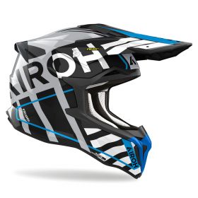 Casque de Motocross AIROH Strycker Brave Bleu Gris Brillant