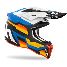 Motocross-Helm AIROH Strycker Glam Rot Gelb Blau Matt