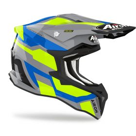 Motocross-Helm AIROH Strycker Glam Graublau Gelb glänzend