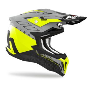 Motocross-Helm AIROH Strycker Skin Grau Schwarz Gelb Matt