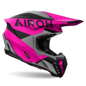 Motocross-Helm AIROH Twist 3 King Grau Rosa Matt
