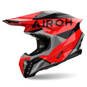 Motocross-Helm AIROH Twist 3 King Grau Rot Glanz