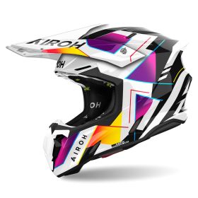 Motocross-Helm AIROH Twist 3 Rainbow Poliert