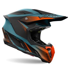 Casque de Motocross AIROH Twist 3 Shard Bleu Orange Mat