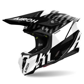 Motocross-Helm AIROH Twist 3 Thunder Schwarz Weiß Glanz