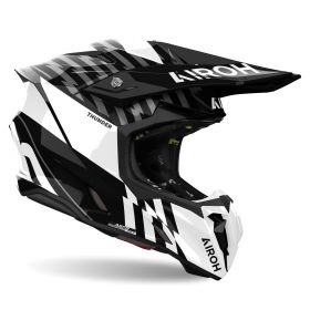 Motocross-Helm AIROH Twist 3 Thunder Schwarz Weiß Glanz