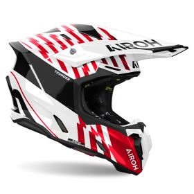 Motocross-Helm AIROH Twist 3 Thunder Weiß Rot Glanz