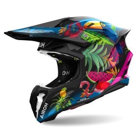 Motocross-Helm AIROH Twist 3 Amazonia Glänzendes Schwarz
