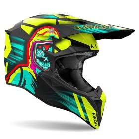 Motocross-Helm AIROH Wraaap Cyber Undurchsichtiges Gelb