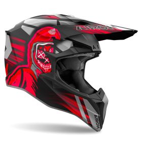 Motocross-Helm AIROH Wraaap Cyber Matt Rot
