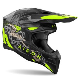 Motocross-Helm AIROH Wraaap Darkness Mattschwarzgelb