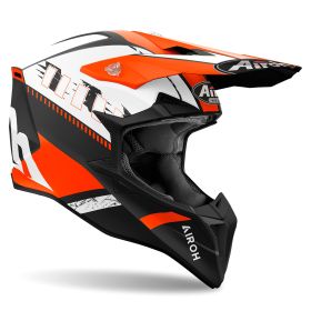 Motocross-Helm AIROH Wraaap Feel Mattschwarzorange