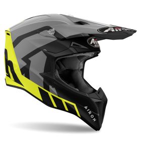 Motocross-Helm AIROH Wraaap Reloaded Schwarz Grau Gelb Matt