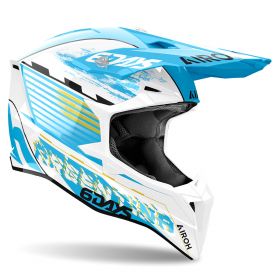 Motocross Helmet AIROH Wraaap Six Days Argentina 2023 White Light Blue