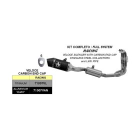 Komplettes ARROW-Rennsportauspuffsystem dunklem Aluminium-Endkappen Triumph Daytona 660