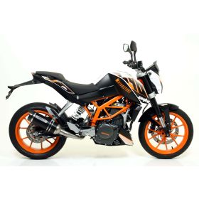 ARROW Thunder Slip-On Auspuff Dunkel Aluminium mit Carby Endkappe für KTM Duke 390
