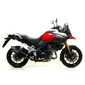 Silencieux ARROW Slip-On Maxi Race-Tech Aluminium Noir et Embout pour Suzuki V-Strom 1000