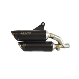 ARROW Slip-On-Auspuff rund-sil in dunklem Titan mit Endkappe für Ducati Monster 937