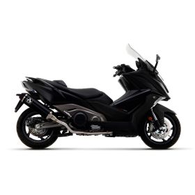 Marmitta slip-on ARROW urban alluminio scuro con fondello dark per Kymco Ak 550
