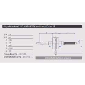 ATHENA Kurbelwelle Hub 37,40 Stift 10 113,70 mm