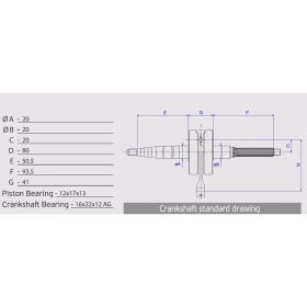 ATHENA Kurbelwelle Hub 40 Stift 12 93,50 mm