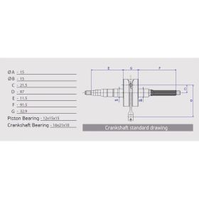 ATHENA Rennkurbelwelle Hub 43 Stift 12 91,50 mm