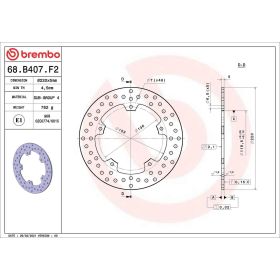 Disque frein fixe BREMBO 68B407F2 série or inox D.220 épaisseur 5mm 5 trous BMW