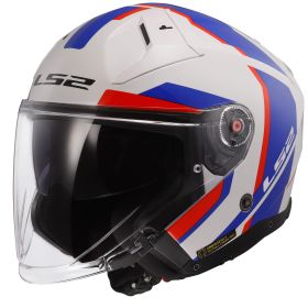 Casco Jet LS2 OF603 INFINITY II Focus Bianco Lucido Blu Rosso