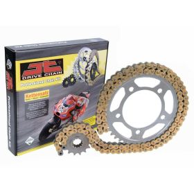 Kit trasmissione JT catena Z3 aperta oro/grigio 118-530 corona 42 pignone 17 per kawasaki