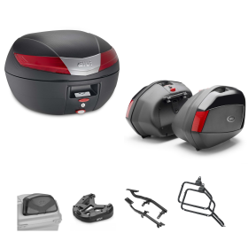 GIVI V40 Top Case Kit V35 Schwarz Rot 40/35L für KAWASAKI KLE VERSYS