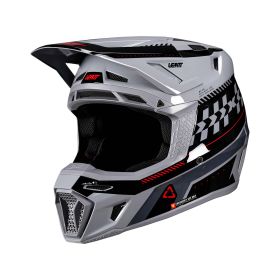Casco motocross LEATT Moto 8.5 Composite grigio nero rosso con maschera 5.5