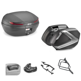 GIVI ARENA Top Case V37 TECH Black Red/Smoky 45/37L for KAWASAKI KLE VERSYS