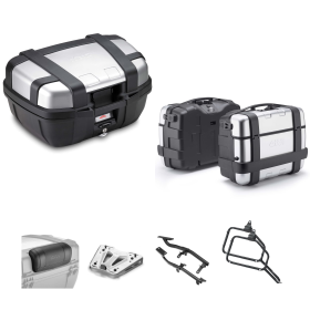 GIVI TREKKER Top Case Gepäckset anodisiert Grau/Schwarz 52/33L für MOTO GUZZI V85 TT
