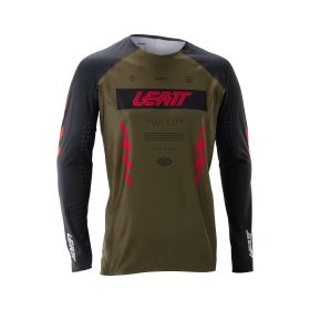 Maglia tencica MTB LEATT Gravity 5.0 marrone race vestibilità slim 3D UPF 50