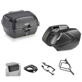 GIVI Top Case Kit B45B+ V37 TECH Black/Smoked 45/37L for YAMAHA