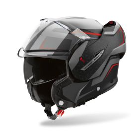 Casque Modulable AIROH Mathisse II Magnet Rouge Fluo Noir Gris Mat