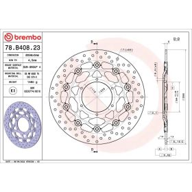 Disque de frein flottant BREMBO 78B40823 série or D.296 épaisseur 5 mm 6 trous pour HONDA