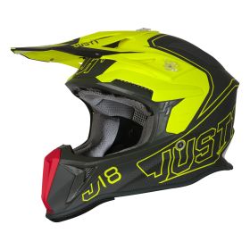 CASQUE TOUT TERRAIN JUST1 J18 VERTIGO ROUGE / GRIS / JAUNE FLUO