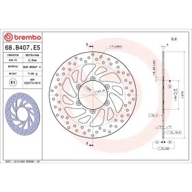 BREMBO Festbremscheibe 68B407E5 Gold-Serie D.270 Dicke 4mm 6 Löcher für MALAGUTI