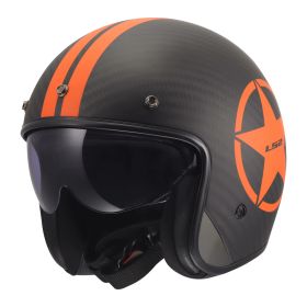Casco jet LS2 OF601 BOB II C STAR arancio