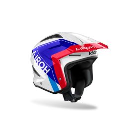 Casque Jet Trial AIROH TRR II Hunt Bleu Rouge Blanc Brillant